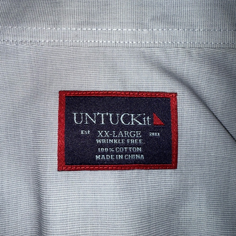 Men's UNTUCKit Wrinkle Free 2XL Long Sleeve Button Shirt Grey - Picture 5 of 6